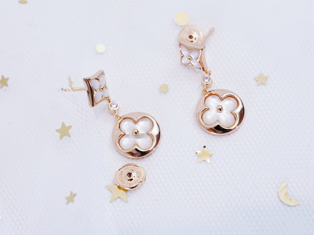 [Psychic Jewelrys]STAR AND SUN PINK GOLD MOP DROP EARRINGS