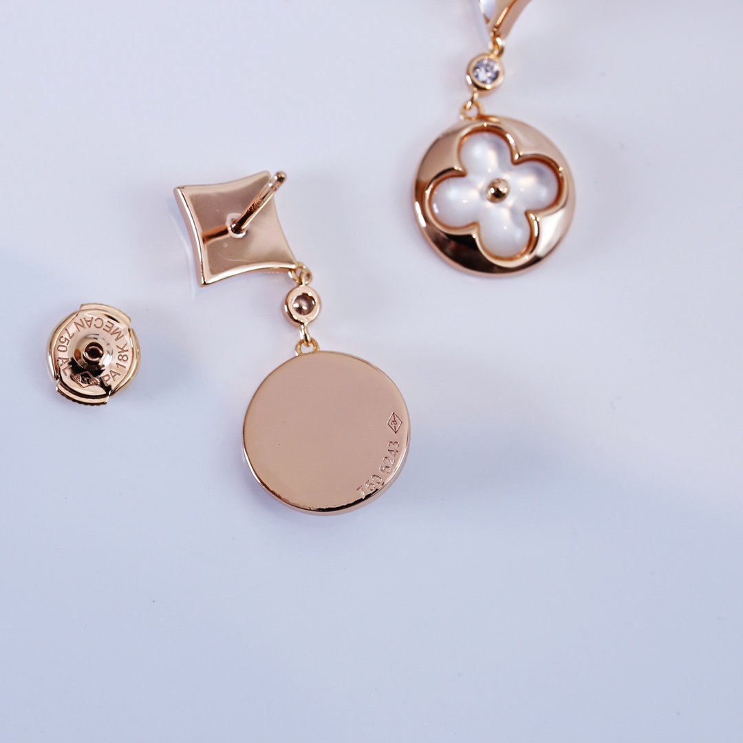 [Psychic Jewelrys]STAR AND SUN PINK GOLD MOP DROP EARRINGS