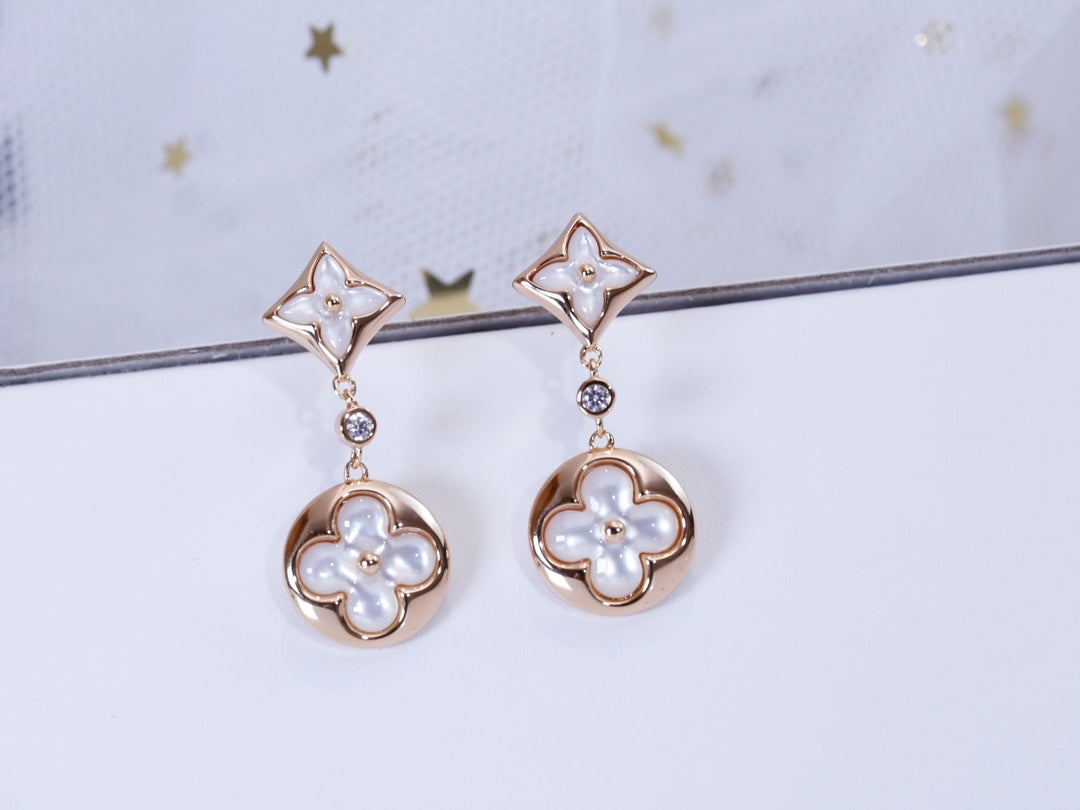 [Psychic Jewelrys]STAR AND SUN PINK GOLD MOP DROP EARRINGS