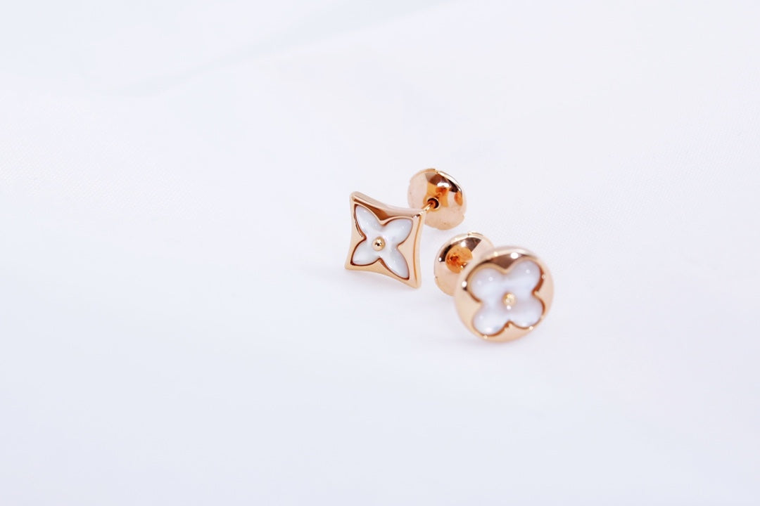 [Psychic Jewelrys]STAR AND SUN PINK GOLD MOP STUD EARRINGS