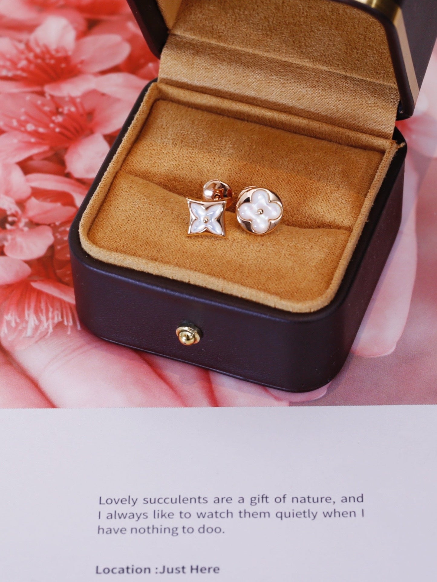 [Psychic Jewelrys]STAR AND SUN PINK GOLD MOP STUD EARRINGS