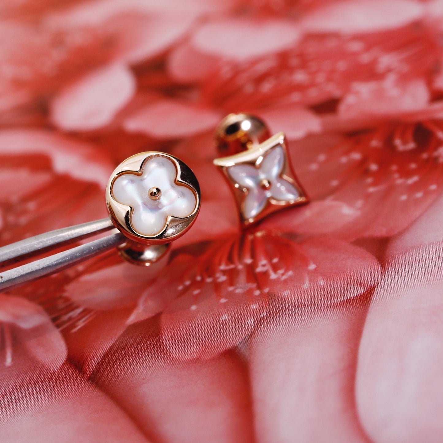 [Psychic Jewelrys]STAR AND SUN PINK GOLD MOP STUD EARRINGS