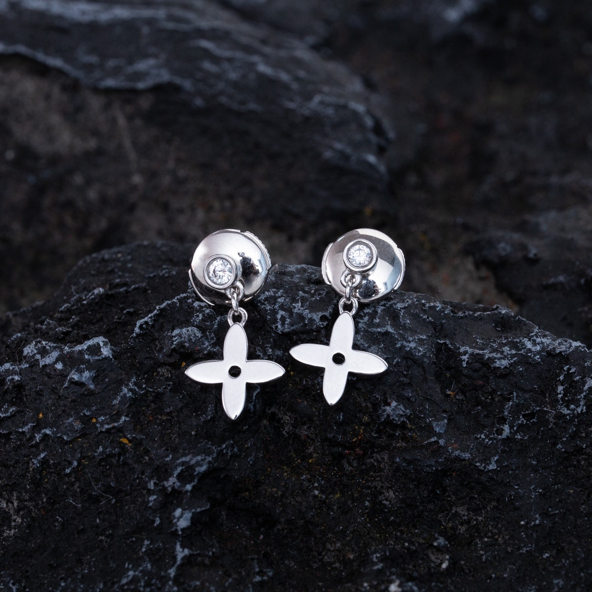 [Psychic Jewelrys]VIDYLLE SILVER DIAMOND MINI DROP EARRINGS