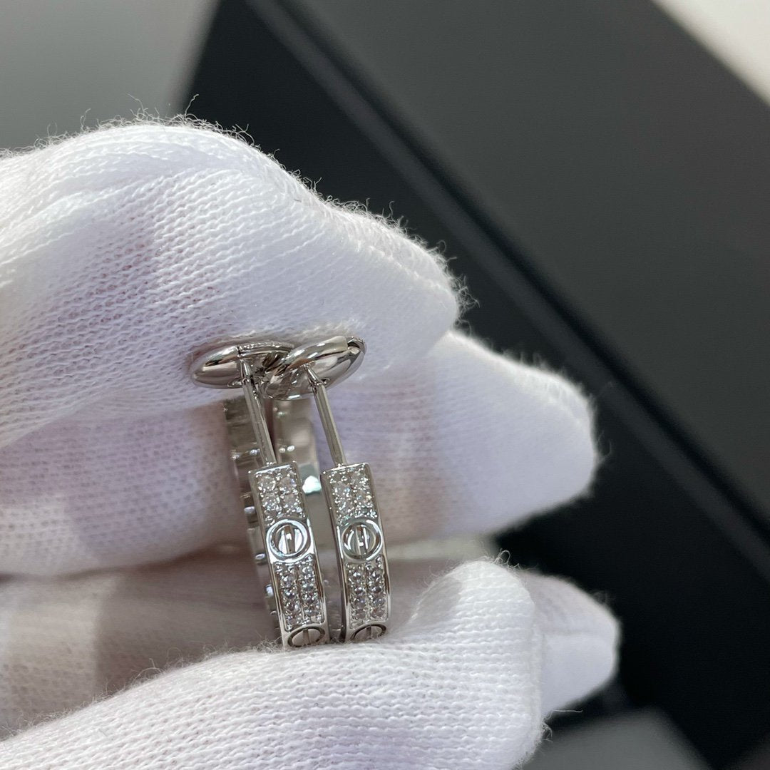 [Psychic Jewelrys]LOVE DIAMOND SILVER HOOP EARRINGS