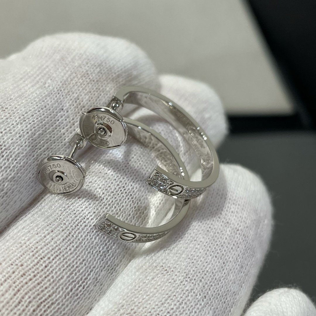 [Psychic Jewelrys]LOVE DIAMOND SILVER HOOP EARRINGS