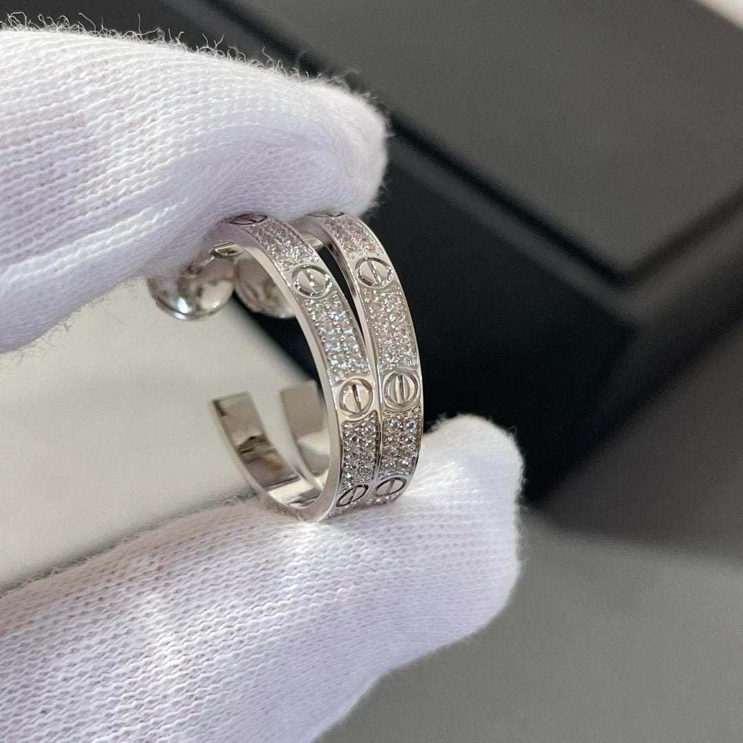 [Psychic Jewelrys]LOVE DIAMOND SILVER HOOP EARRINGS