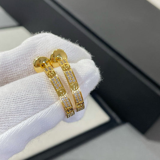 [Psychic Jewelrys]LOVE DIAMOND GOLD HOOP EARRINGS