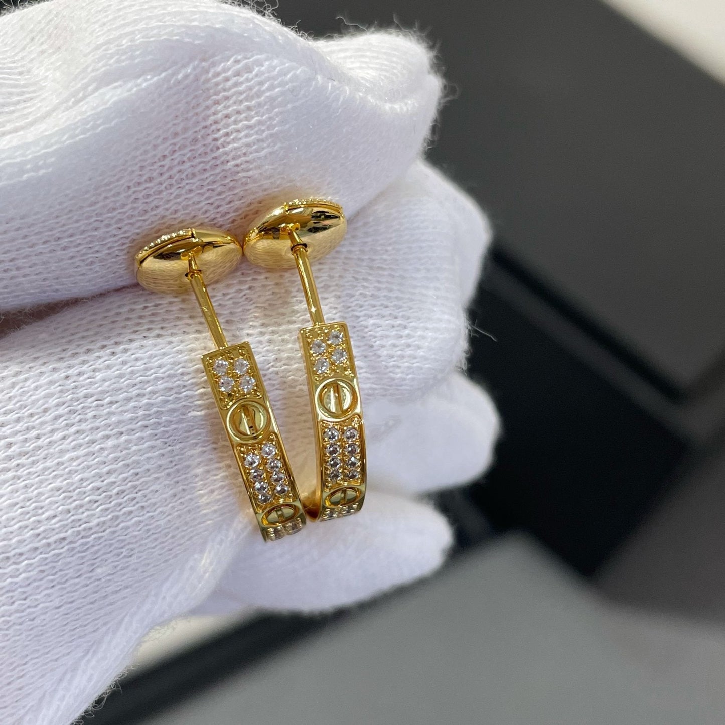 [Psychic Jewelrys]LOVE DIAMOND GOLD HOOP EARRINGS