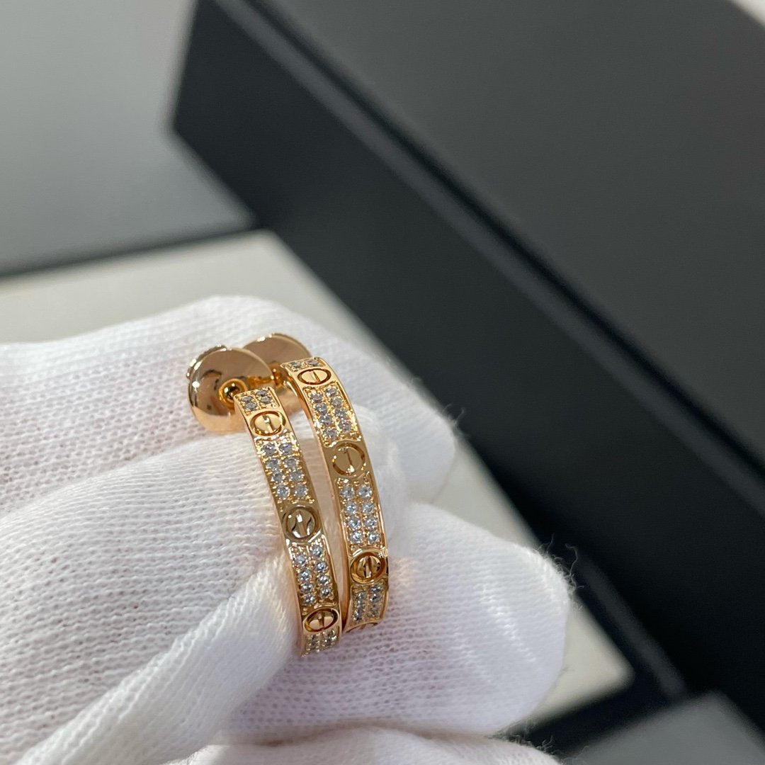 [Psychic Jewelrys]LOVE DIAMOND PINK GOLD HOOP EARRINGS