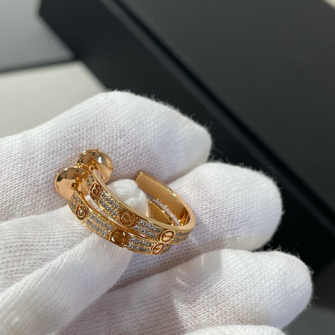 [Psychic Jewelrys]LOVE DIAMOND PINK GOLD HOOP EARRINGS