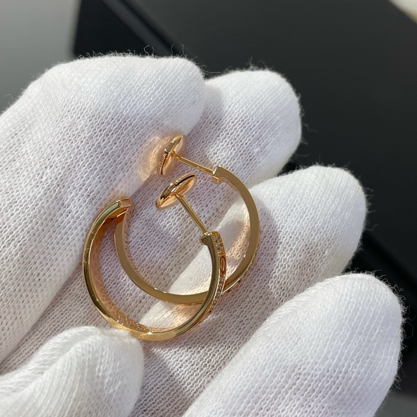 [Psychic Jewelrys]LOVE DIAMOND PINK GOLD HOOP EARRINGS