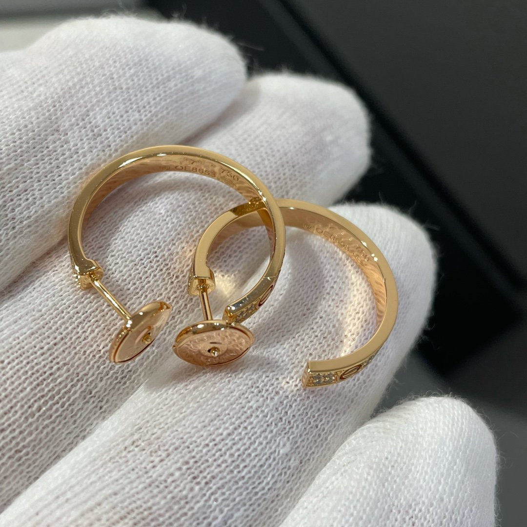 [Psychic Jewelrys]LOVE DIAMOND PINK GOLD HOOP EARRINGS
