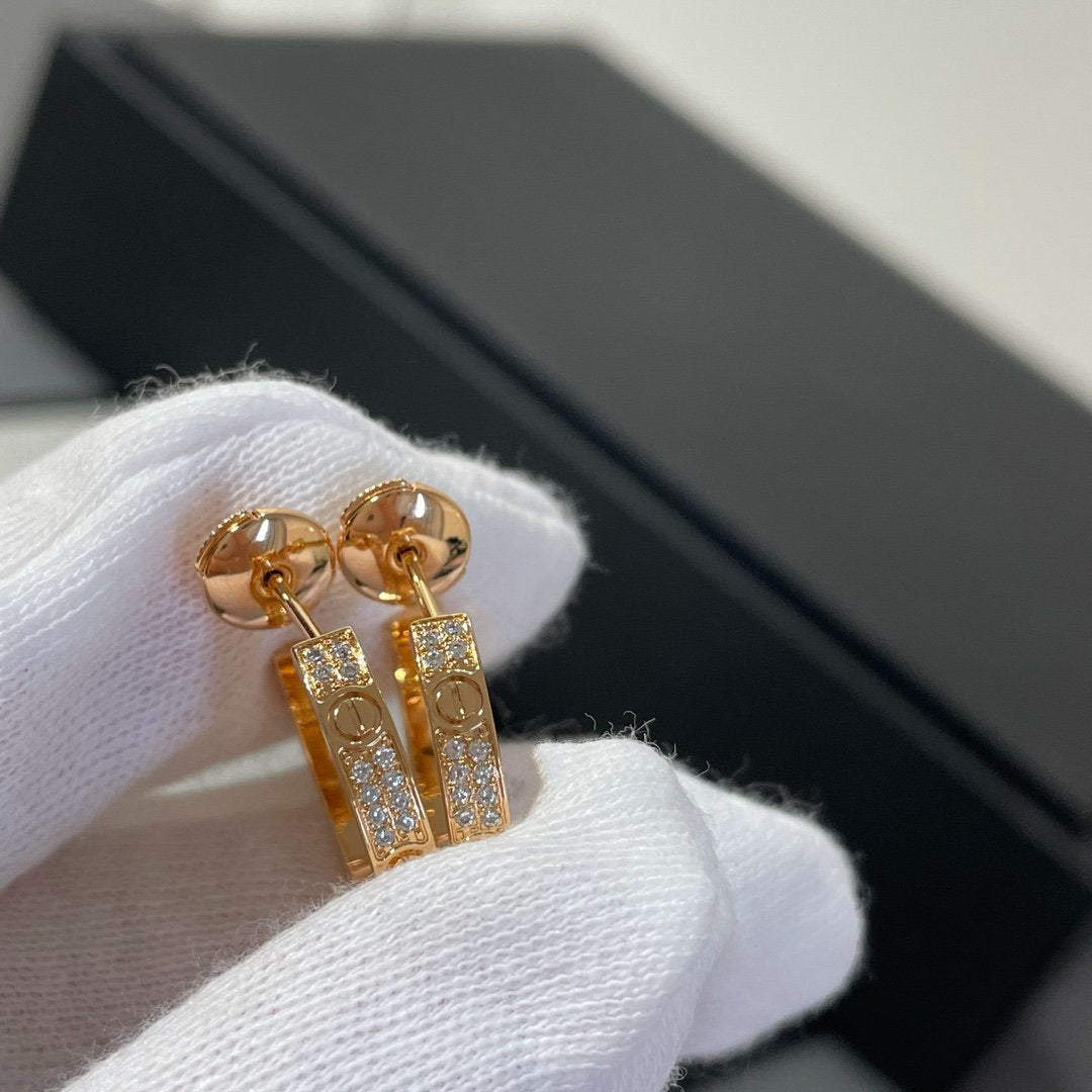 [Psychic Jewelrys]LOVE DIAMOND PINK GOLD HOOP EARRINGS
