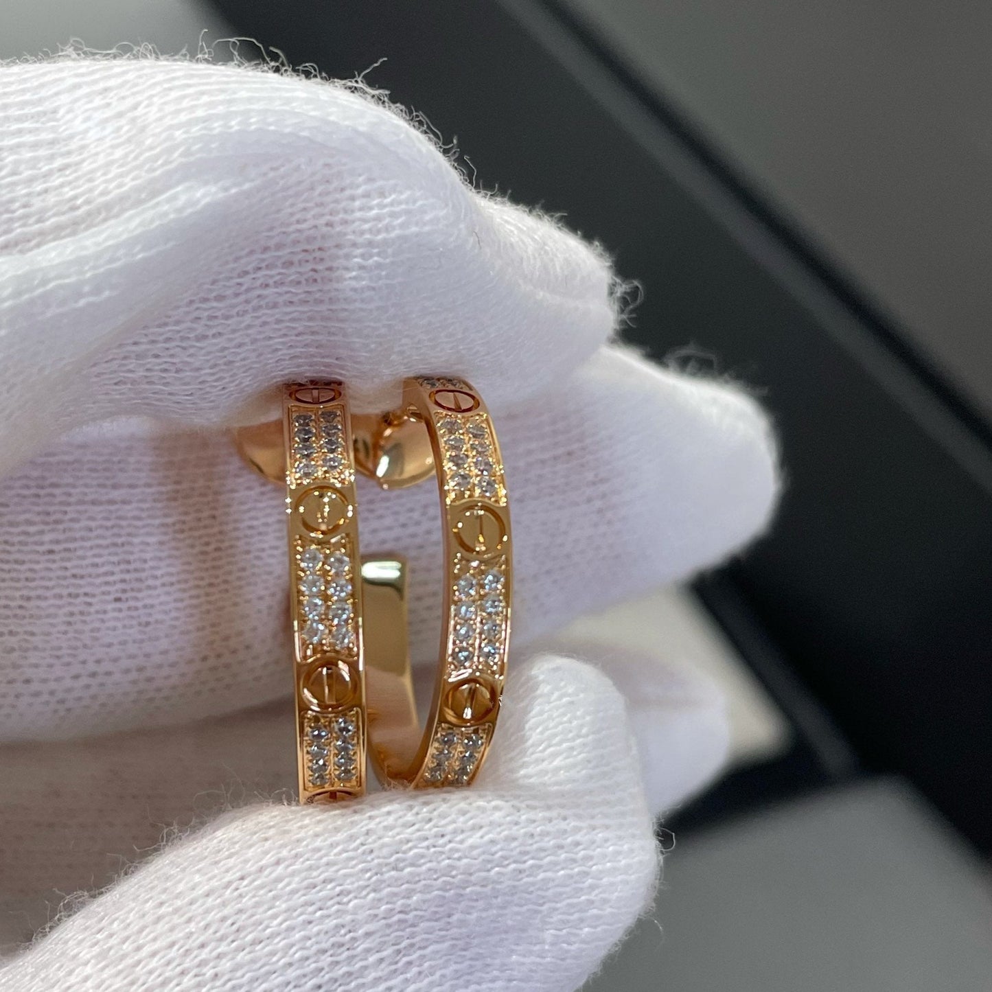 [Psychic Jewelrys]LOVE DIAMOND PINK GOLD HOOP EARRINGS
