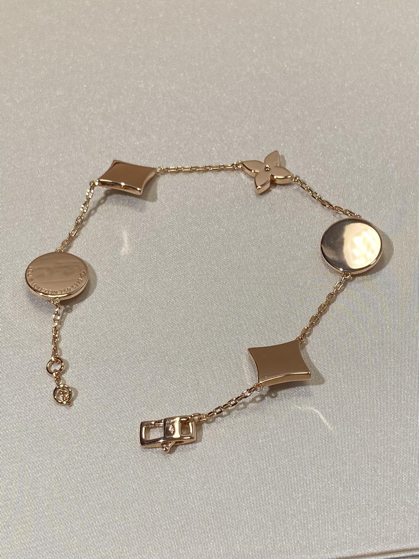 [Psychic Jewelrys]STAR AND SUN 5 MOTIF MOP PINK GOLD BRACELET