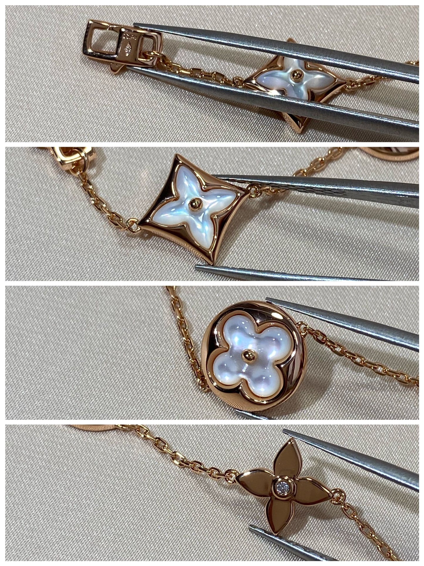 [Psychic Jewelrys]STAR AND SUN 5 MOTIF MOP PINK GOLD BRACELET