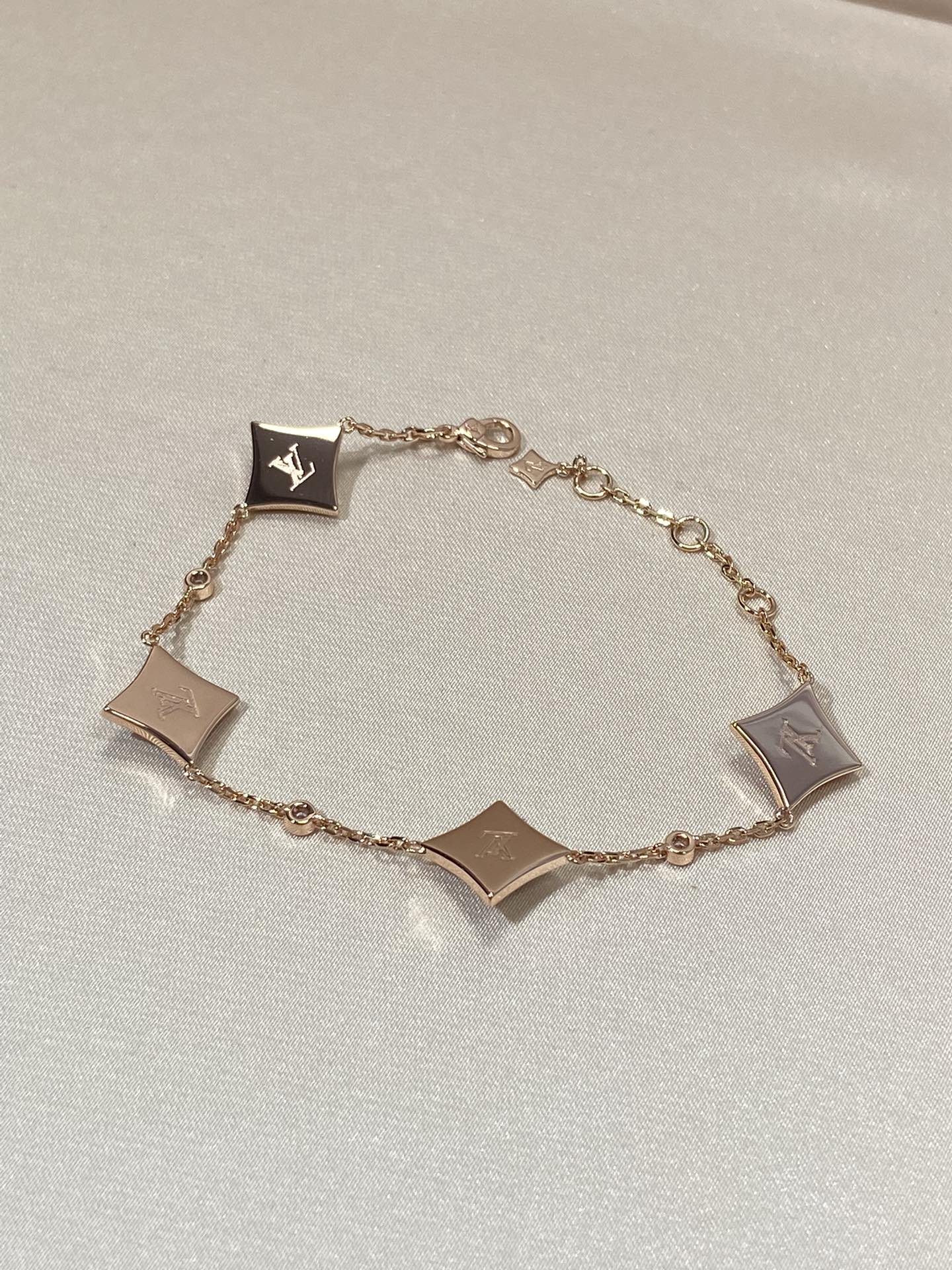 [Psychic Jewelrys]STAR 4 MOTIF MOP DIAMOND PINK GOLD BRACELET
