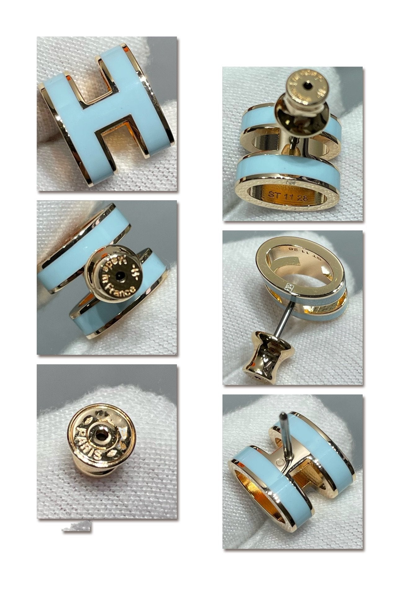 [Psychic Jewelrys]POP H SKY BLUE STUD EARRINGS