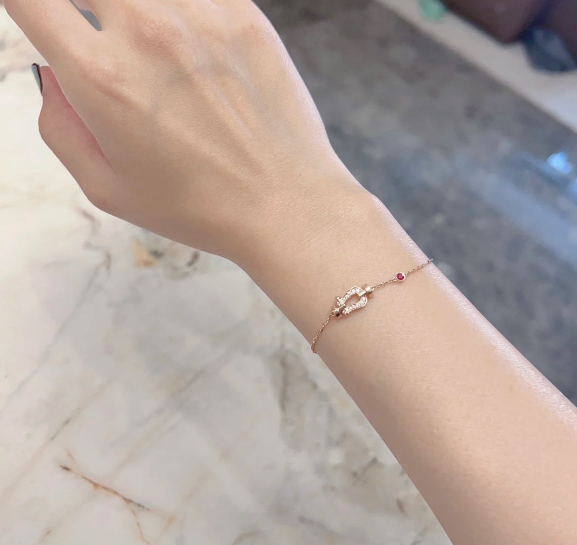 [Psychic Jewelrys]FORCE 10 DIAMOND CHAIN LINK PINK GOLD BRACELET
