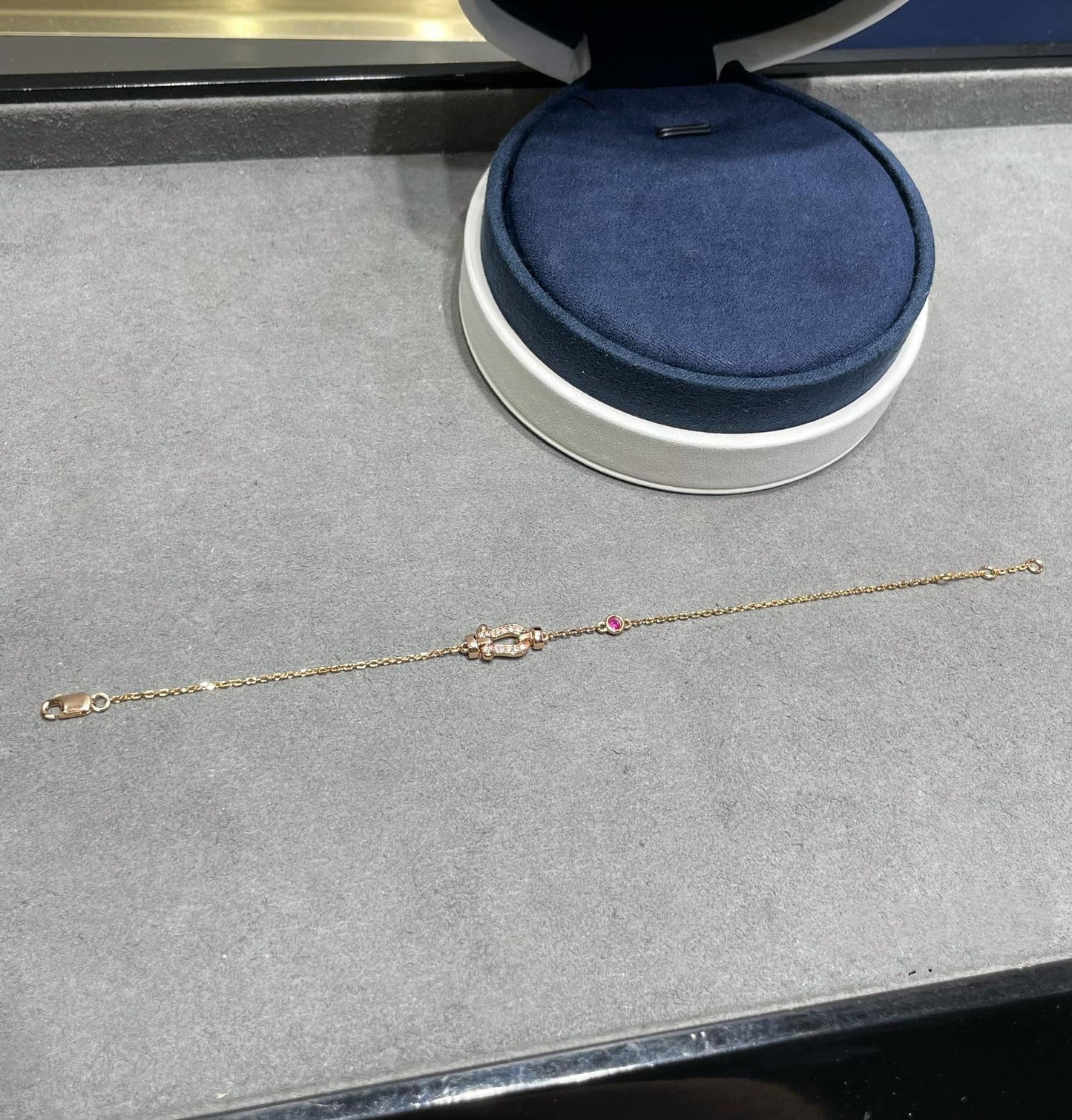 [Psychic Jewelrys]FORCE 10 DIAMOND CHAIN LINK PINK GOLD BRACELET