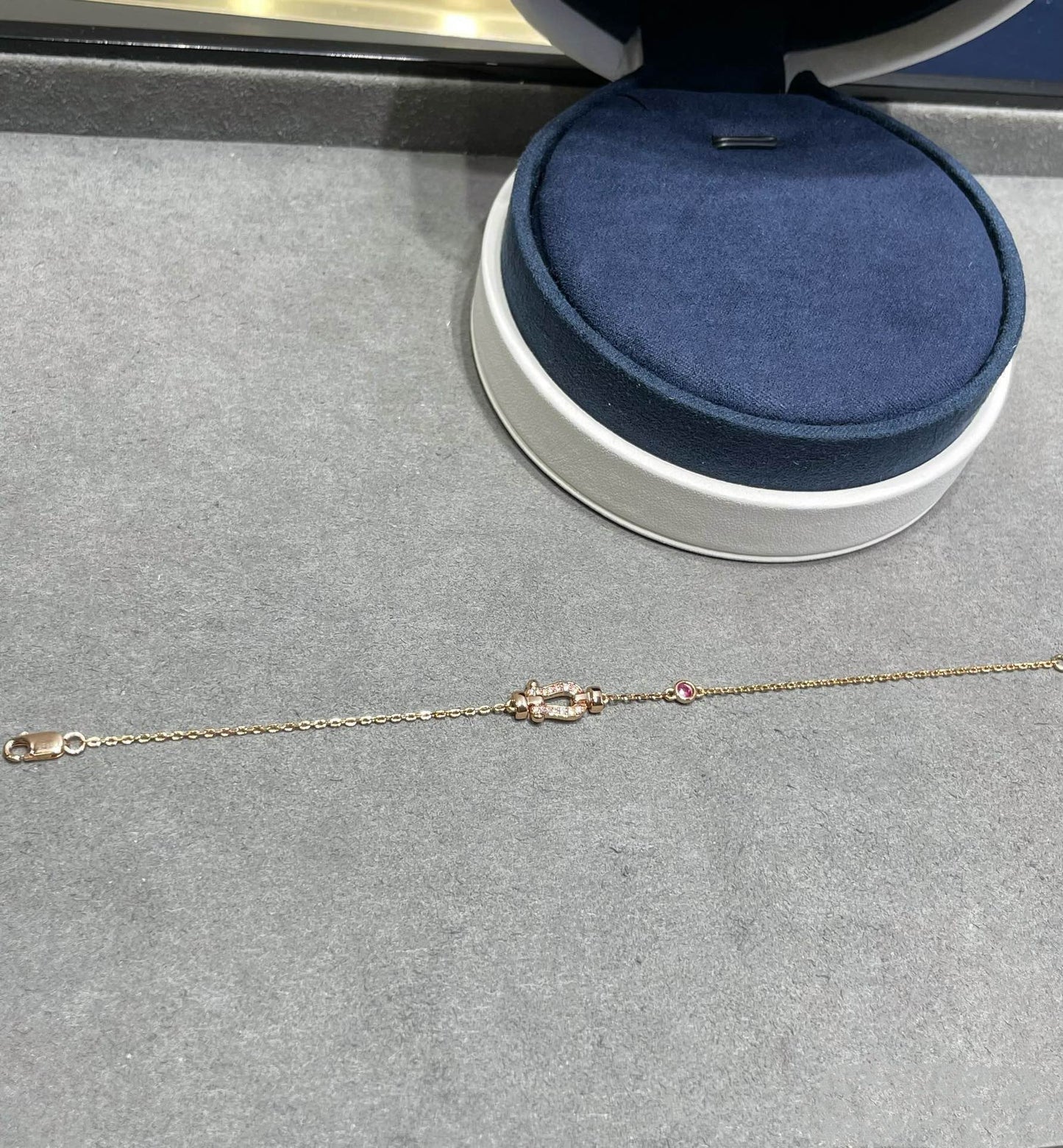 [Psychic Jewelrys]FORCE 10 DIAMOND CHAIN LINK PINK GOLD BRACELET