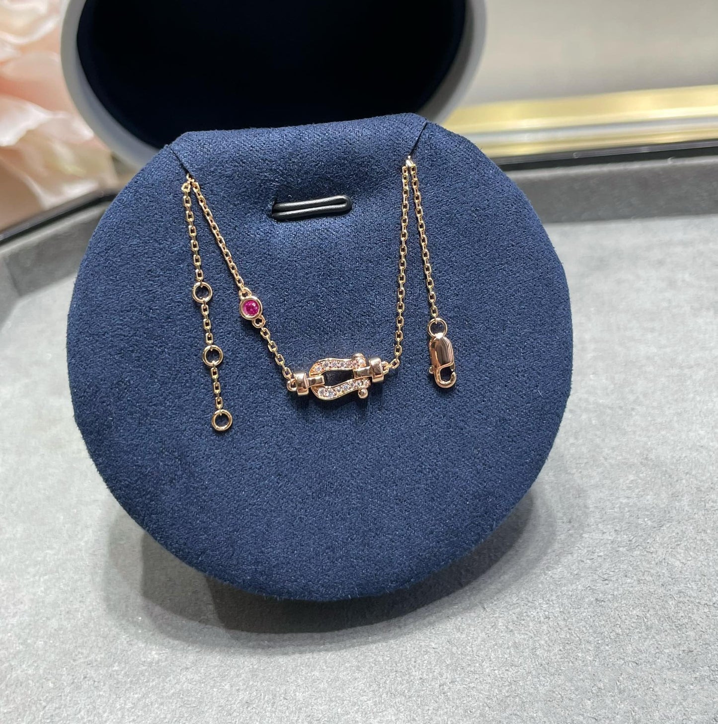 [Psychic Jewelrys]FORCE 10 DIAMOND CHAIN LINK PINK GOLD BRACELET