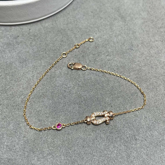 [Psychic Jewelrys]FORCE 10 DIAMOND CHAIN LINK PINK GOLD BRACELET