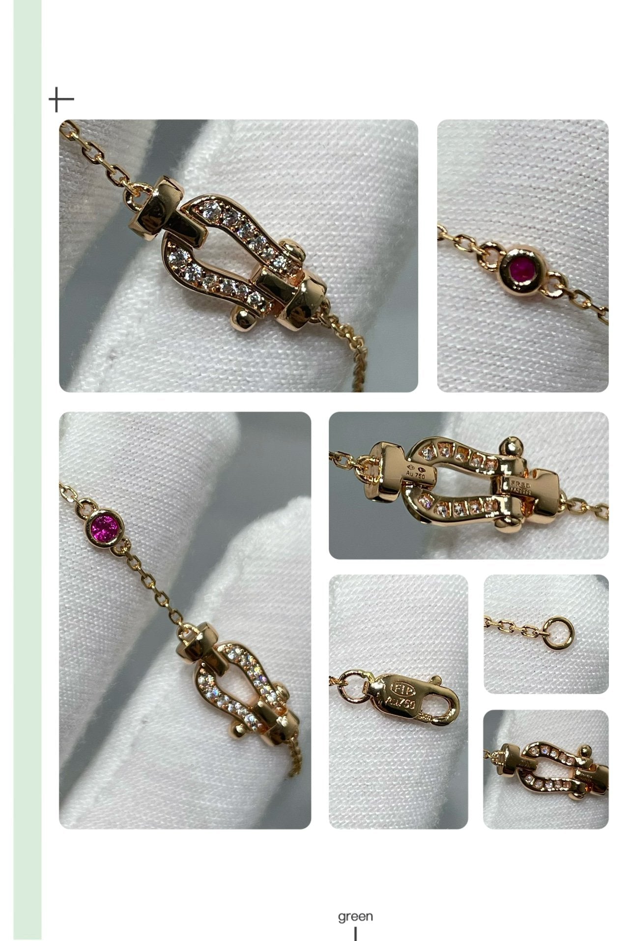 [Psychic Jewelrys]FORCE 10 DIAMOND CHAIN LINK PINK GOLD BRACELET