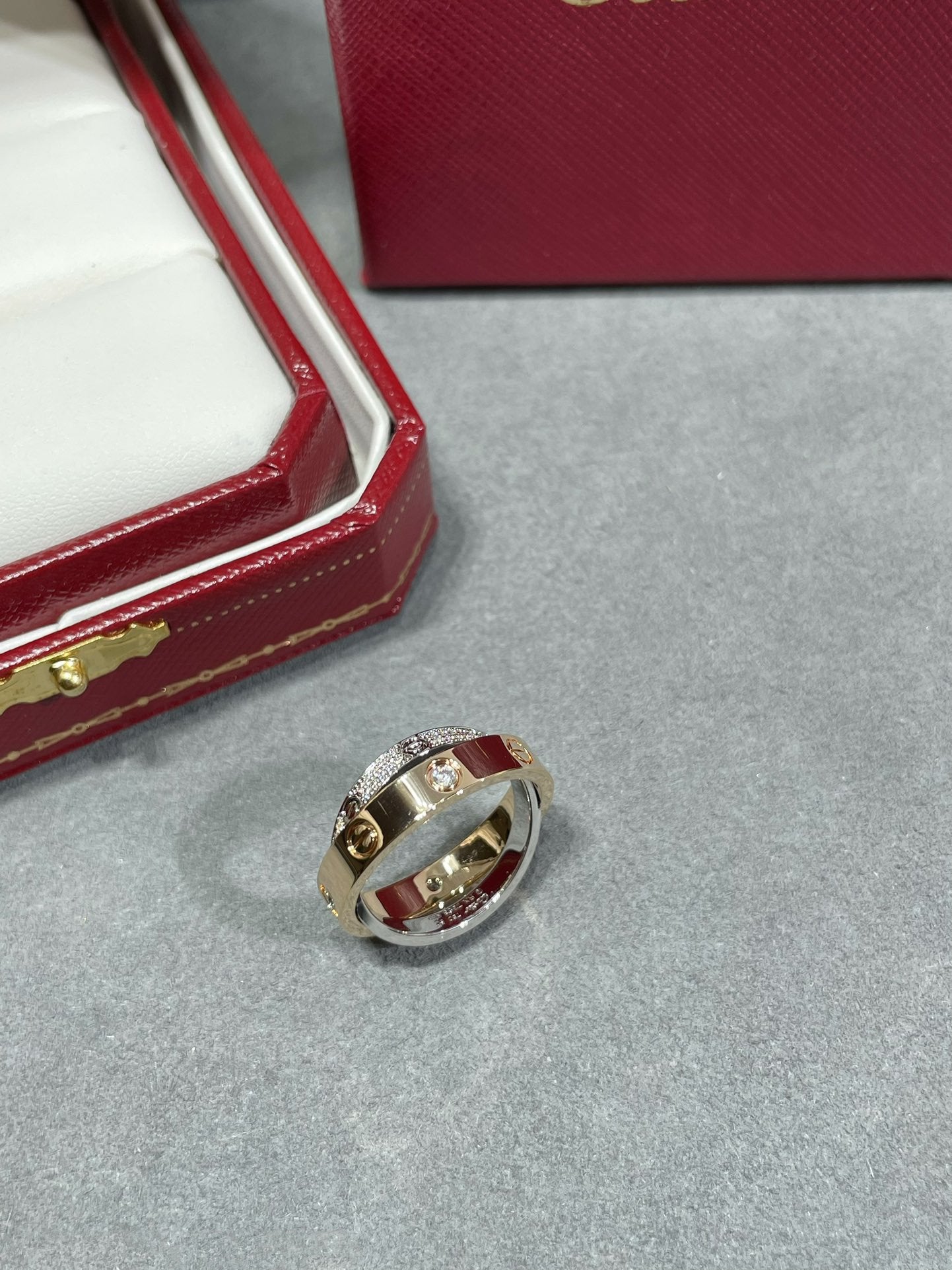 [Psychic Jewelrys]LOVE PINK GOLD SILVER DIAMOND DOUBLE RING