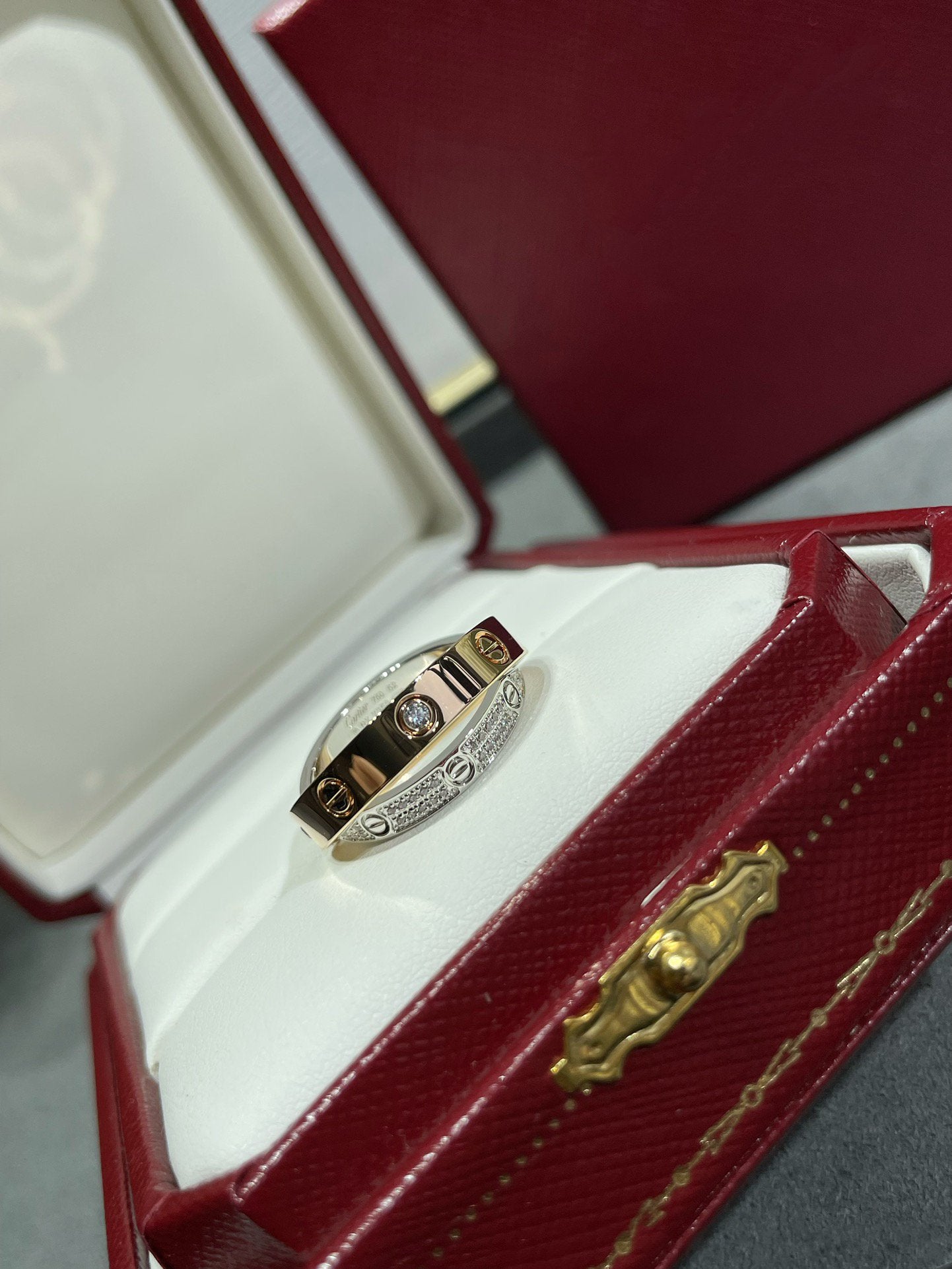 [Psychic Jewelrys]LOVE PINK GOLD SILVER DIAMOND DOUBLE RING