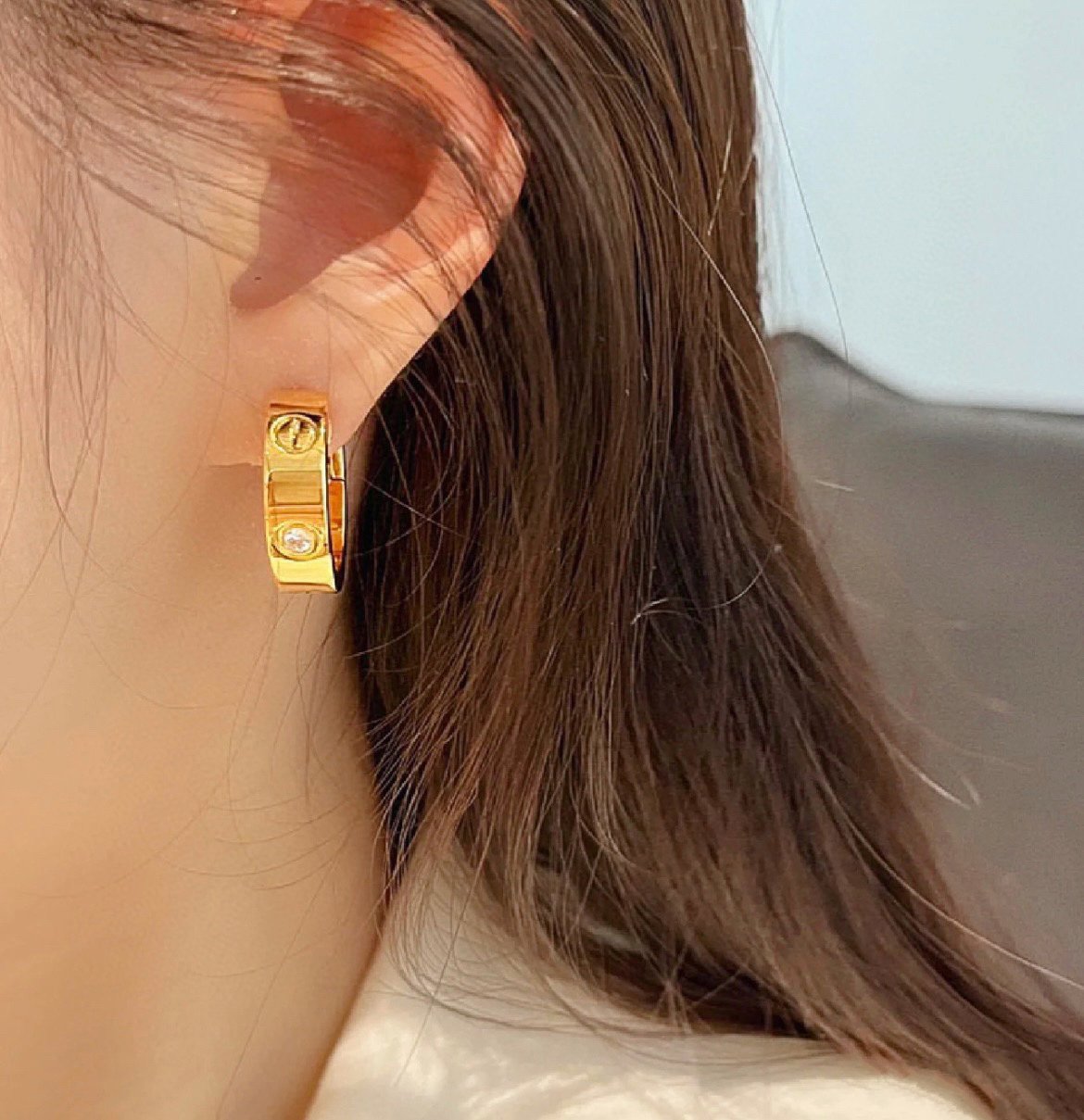 [Psychic Jewelrys]LOVE 5.5MM 1 DIAMOND EARRINGS