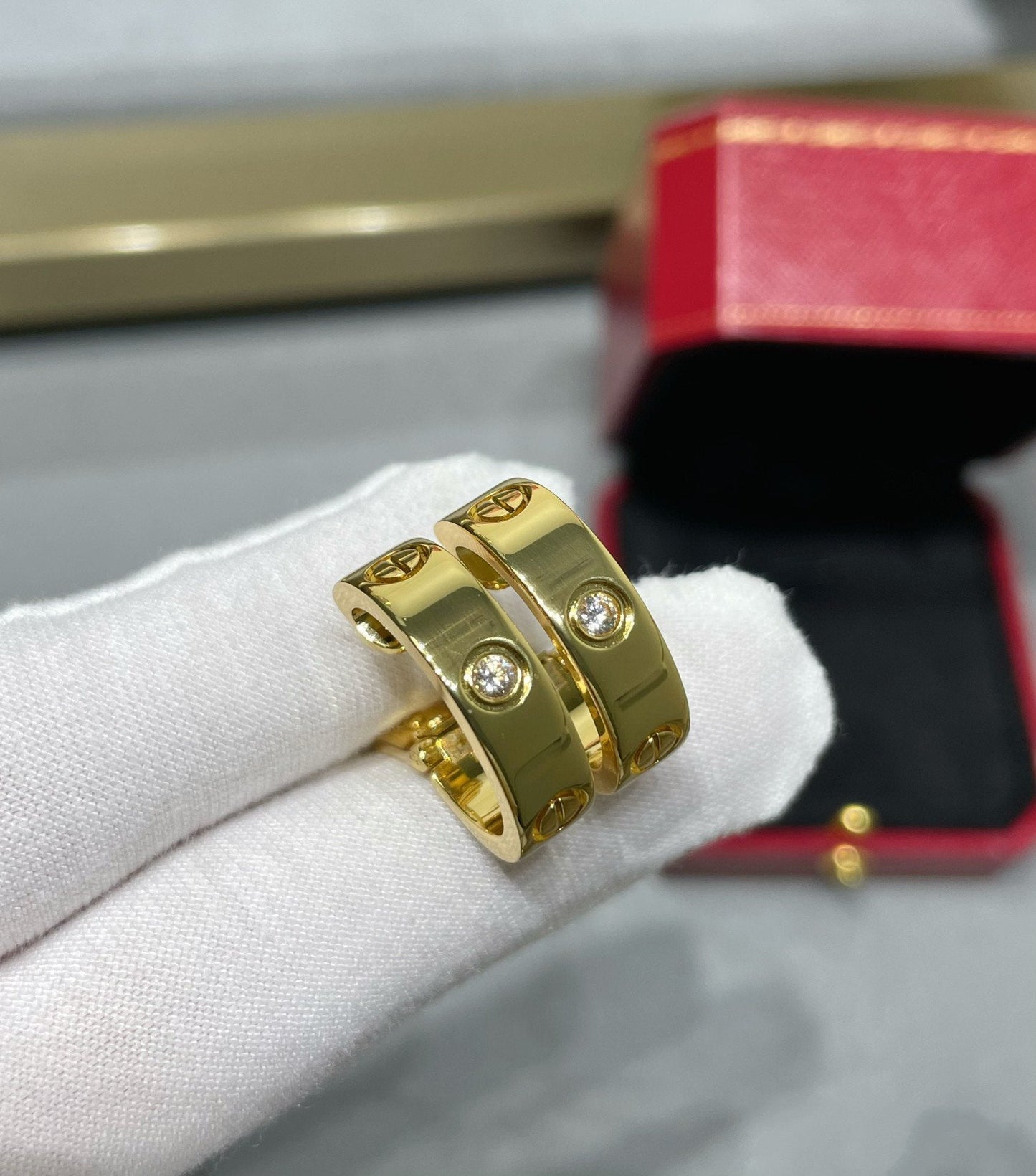 [Psychic Jewelrys]LOVE 5.5MM 1 DIAMOND EARRINGS