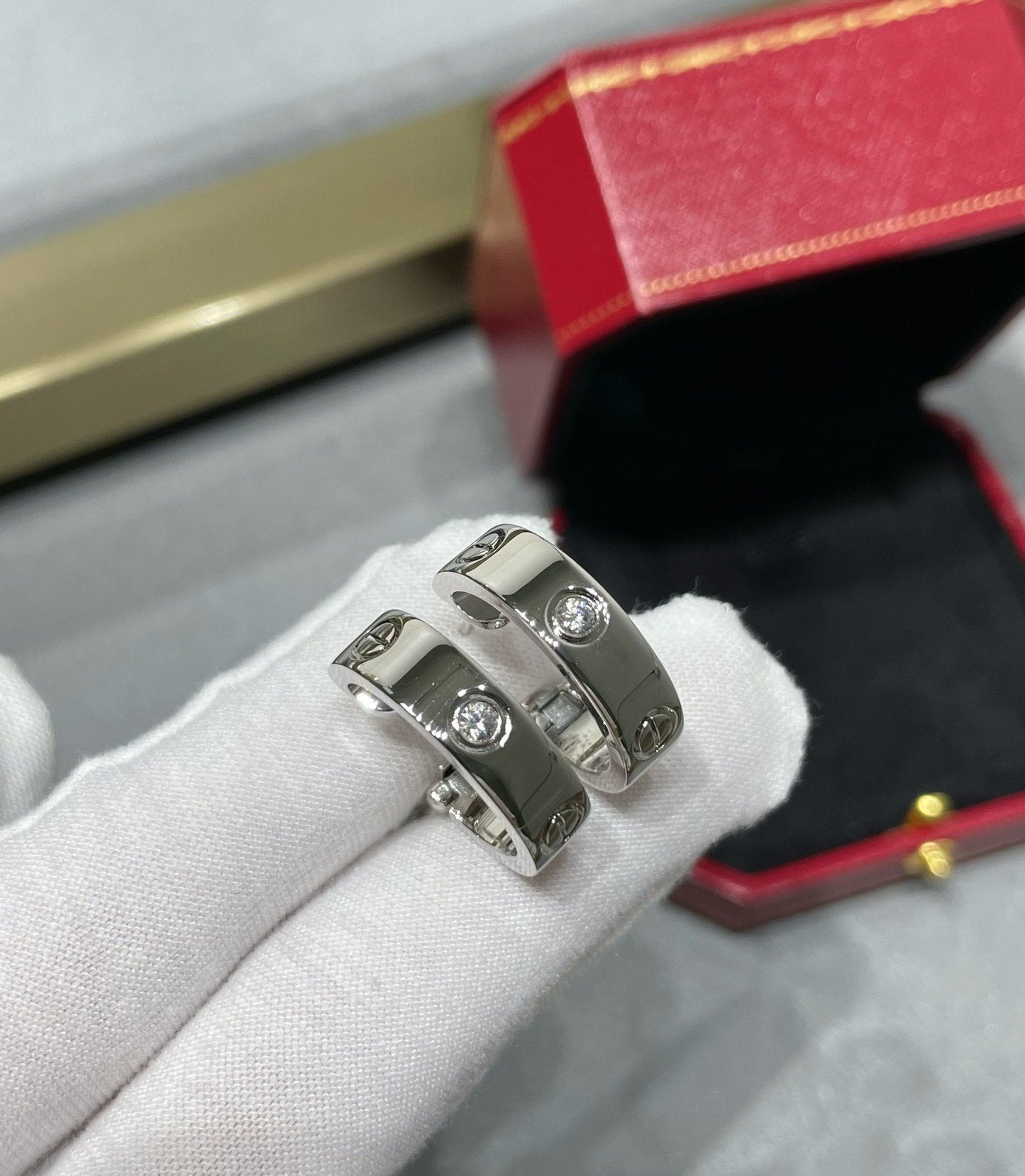 [Psychic Jewelrys]LOVE 5.5MM 1 DIAMOND EARRINGS