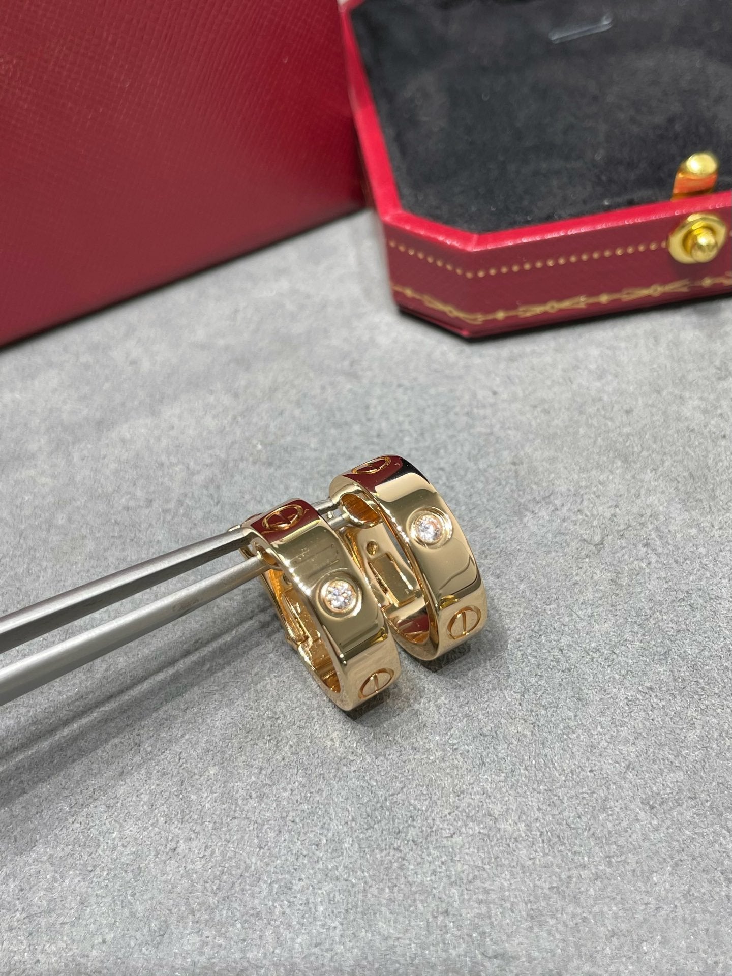 [Psychic Jewelrys]LOVE 5.5MM 1 DIAMOND EARRINGS