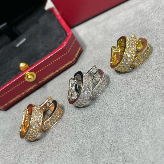 [Psychic Jewelrys]LOVE 5.5MM DIAMOND PAVED EARRINGS