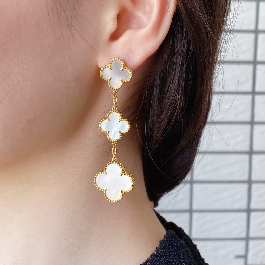 [Psychic Jewelrys]CLOVER MOP 3 MOTIFS GOLD EARRINGS