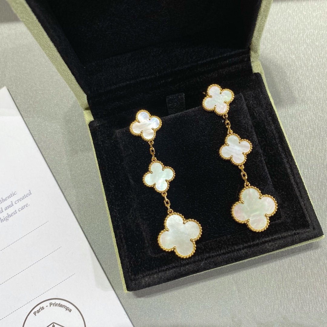 [Psychic Jewelrys]CLOVER MOP 3 MOTIFS GOLD EARRINGS