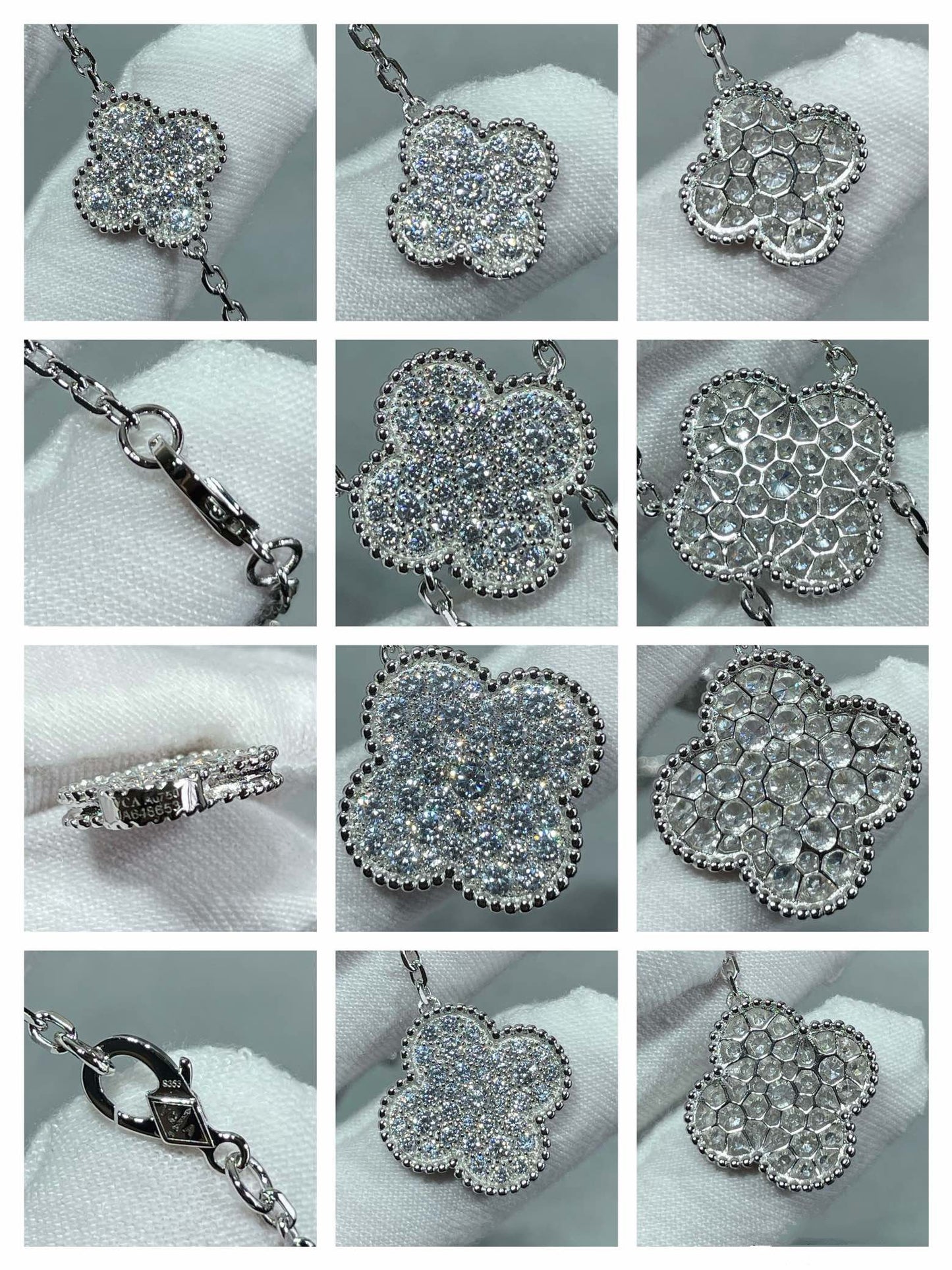 [Psychic Jewelrys]CLOVER 6 MOTIF DIAMOND PAVED NECKLACE