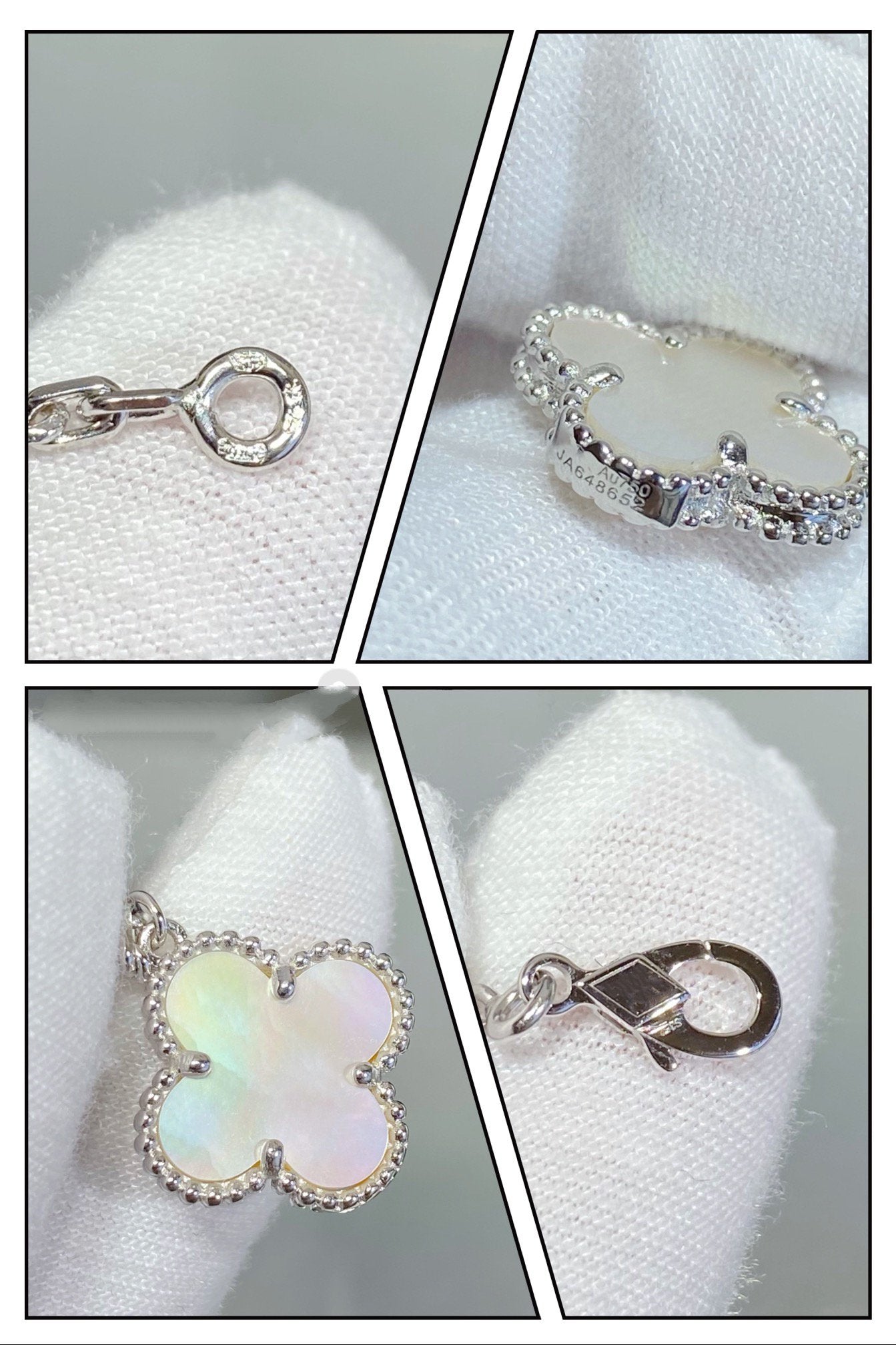 [Psychic Jewelrys]CLOVER 5 MOTIF WHITE MOP SILVER BRACELET