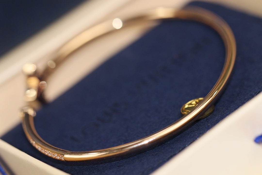 [Psychic Jewelrys]IDYLLE PINK GOLD OPEN BRACELET DIAMOND PAVED