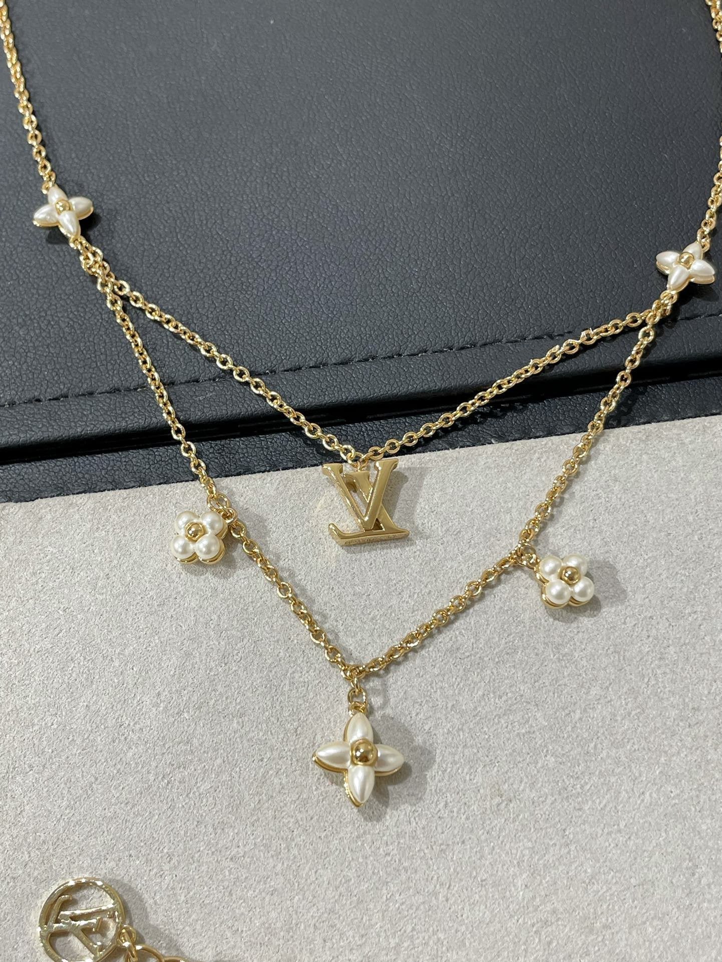 [Psychic Jewelrys]FLOWERGRAM GOLD MOP DOUBLE ROW NECKLACE