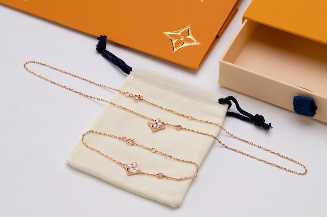 [Psychic Jewelrys]STAR PINK MOP 1 DIAMOND PINK GOLD NECKLACE