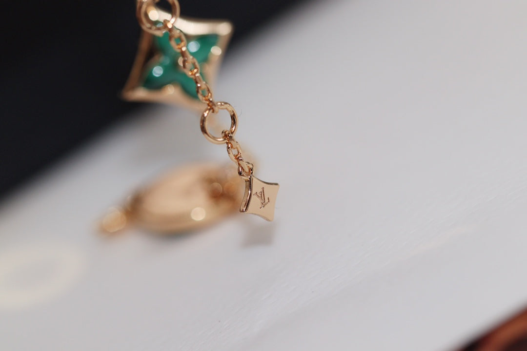 [Psychic Jewelrys]STAR AND SUN 4 MOTIF PINK GOLD MALACHITE BRACELET
