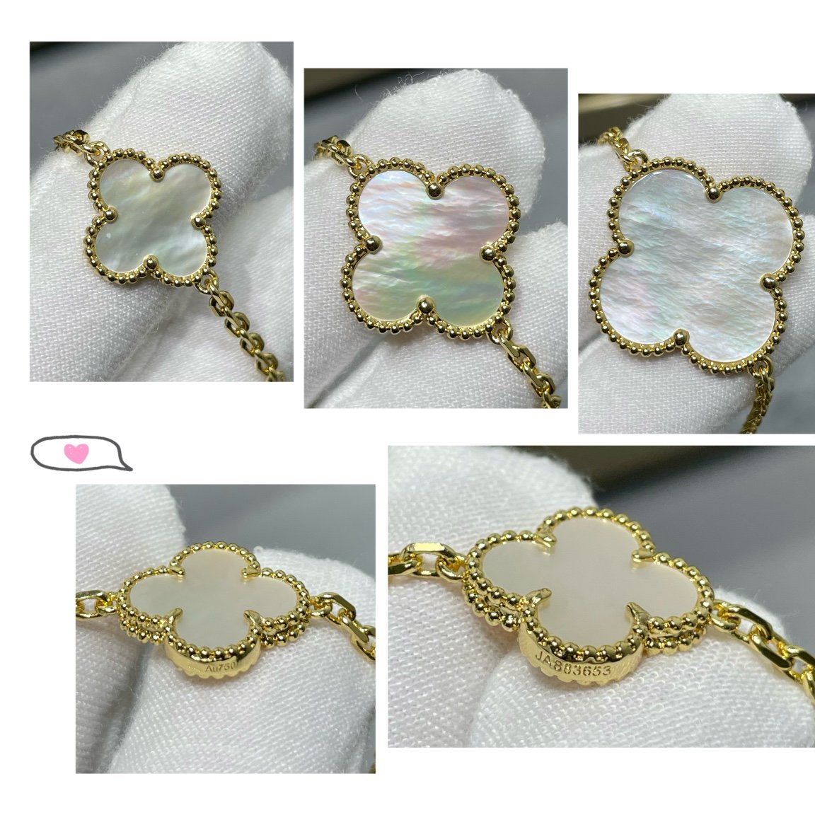 [Psychic Jewelrys]CLOVER 16 MOTIF WHITE MOP GOLD NECKLACE
