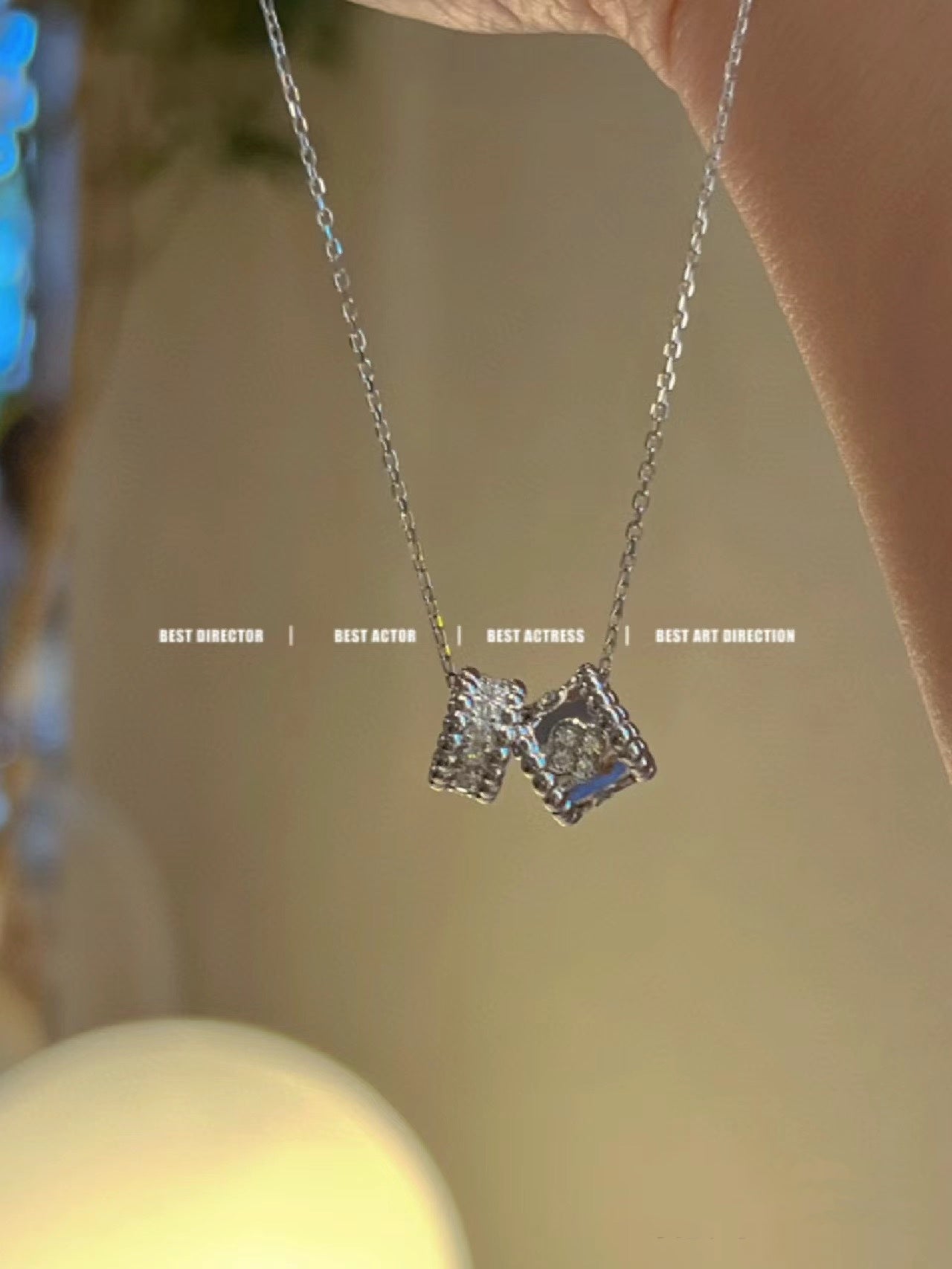 [Psychic Jewelrys]PERLEE DOUBLE PENDANT SILVER DIAMOND NECKLACE
