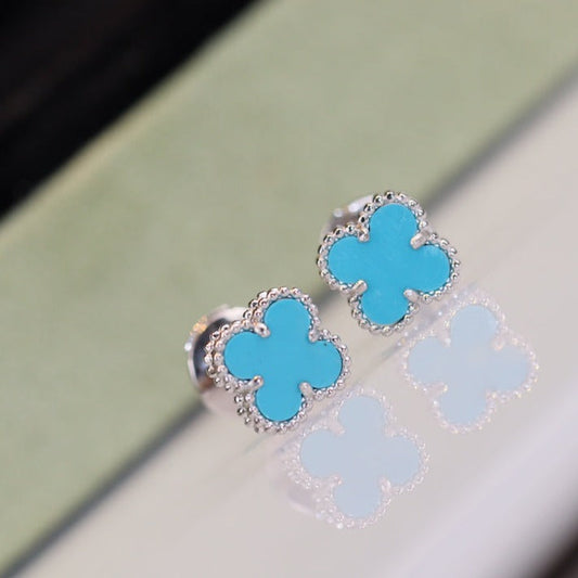 [Psychic Jewelrys]CLOVER MINI TURQUOISE SILVER STUD EARRINGS
