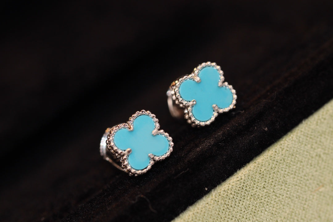 [Psychic Jewelrys]CLOVER MINI TURQUOISE SILVER STUD EARRINGS