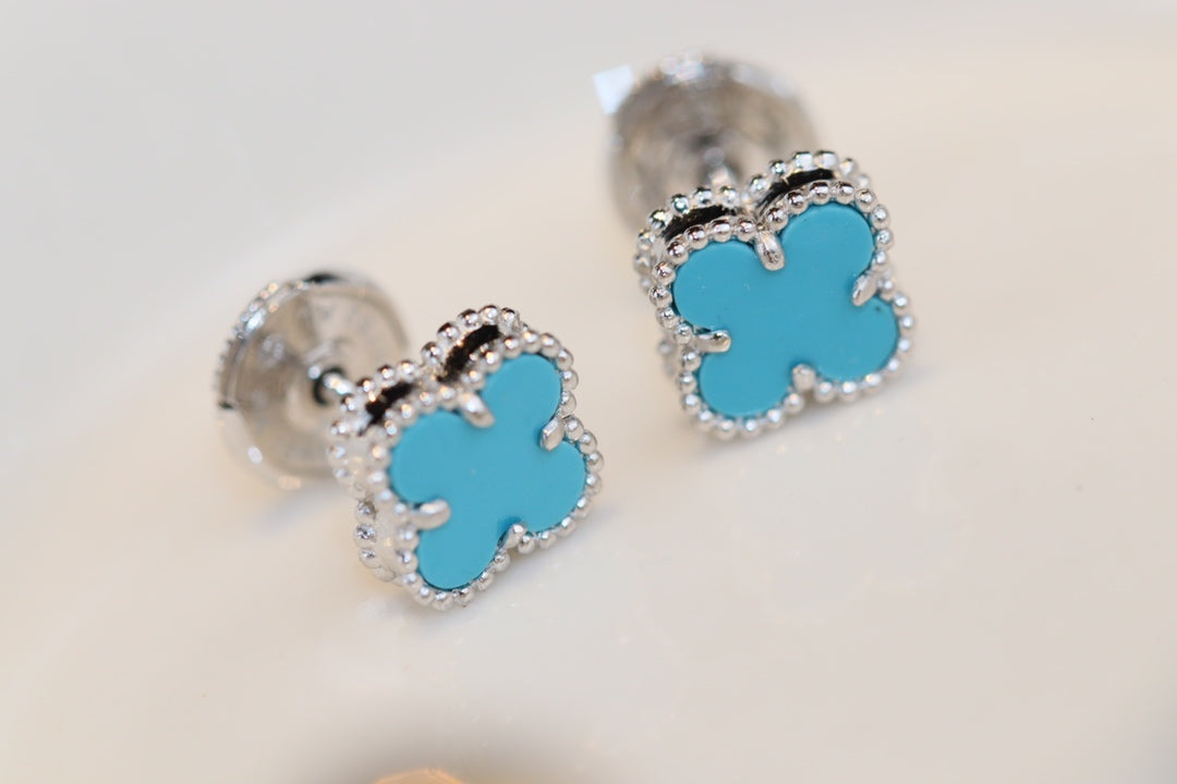 [Psychic Jewelrys]CLOVER MINI TURQUOISE SILVER STUD EARRINGS