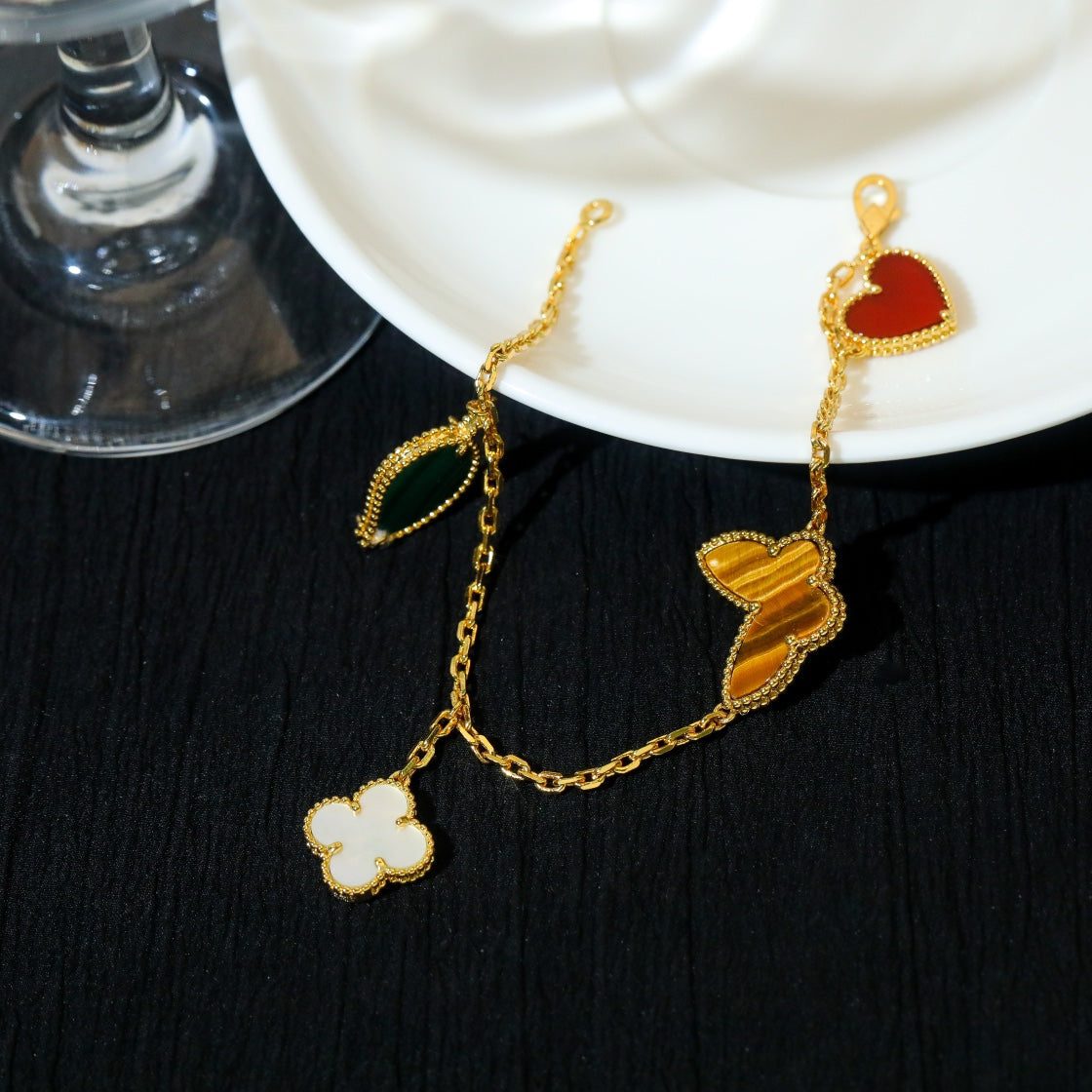 [Psychic Jewelrys]LUCKY SPRING 5 MOTIF GOLD BRACELET