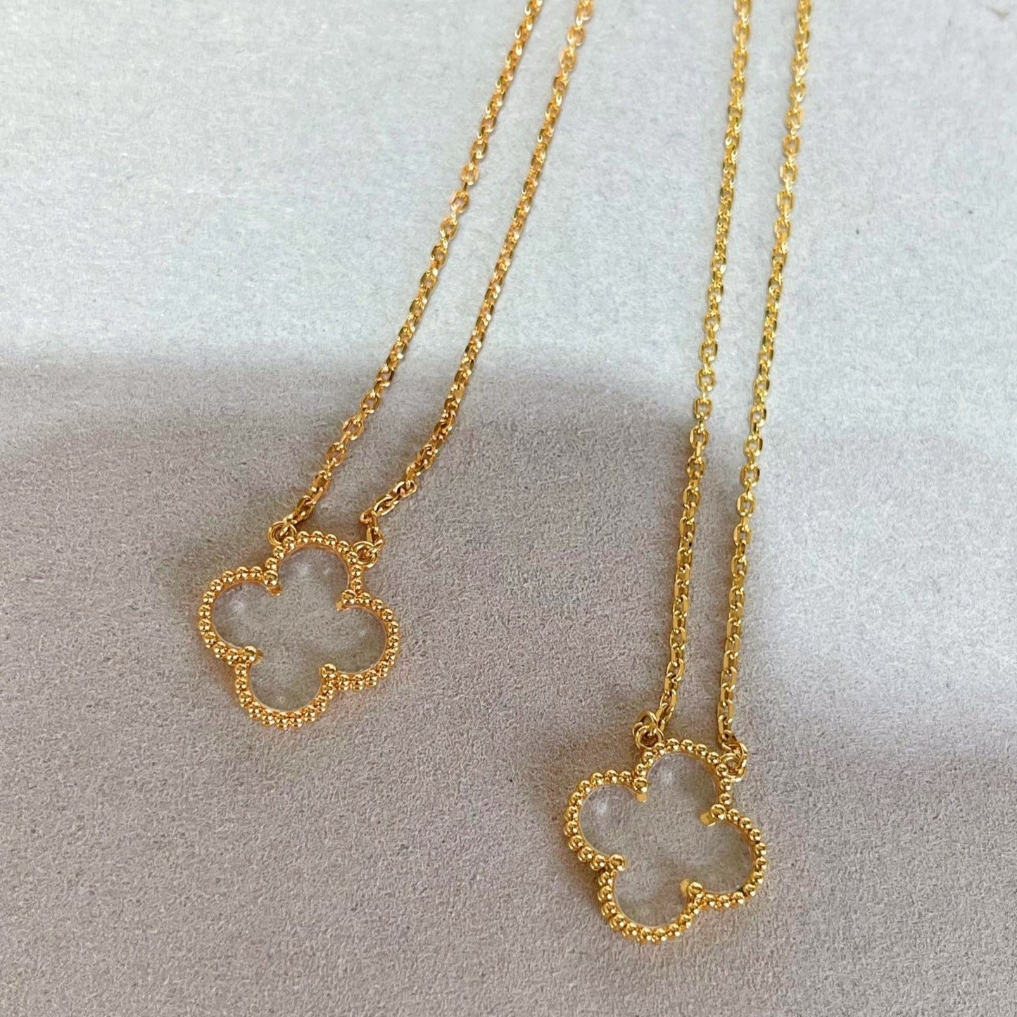 [Psychic Jewelrys]CLOVER ROCK CRYSTAL ROSE GOLD NECKLACE